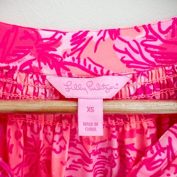 Lilly Pulitzer Elsa Silk Top - Cheeky Melon Rule Breakers - Size XS - Picture 4 of 10